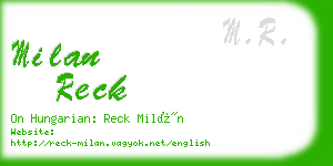 milan reck business card